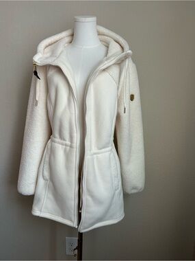 1 Madison Cream Hooded Teddy Zip-Front Jacket